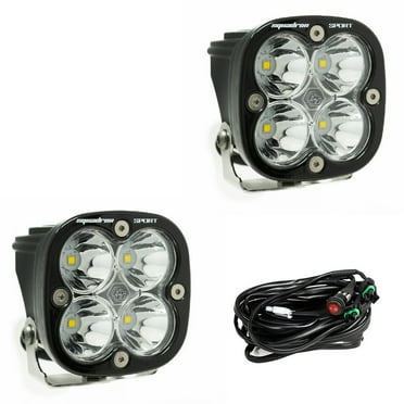 Baja Designs Squadron Sport Black LED Auxiliary Light Pod Pair, Spot Pattern, Clear 557801