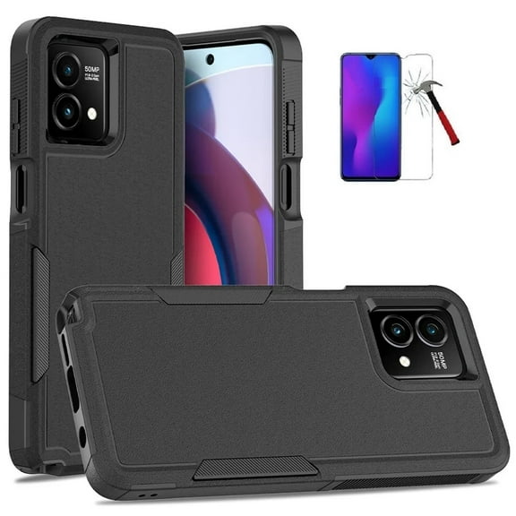 Phone Case for Motorola Moto G  Stylus 5G (2023), TPU Hard Cover Case   Tempered Glass (Black)