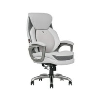 Sharper Image Ergonomic Bonded Leather Swivel Executive Massage Chair White/Gray (60098-WHT)