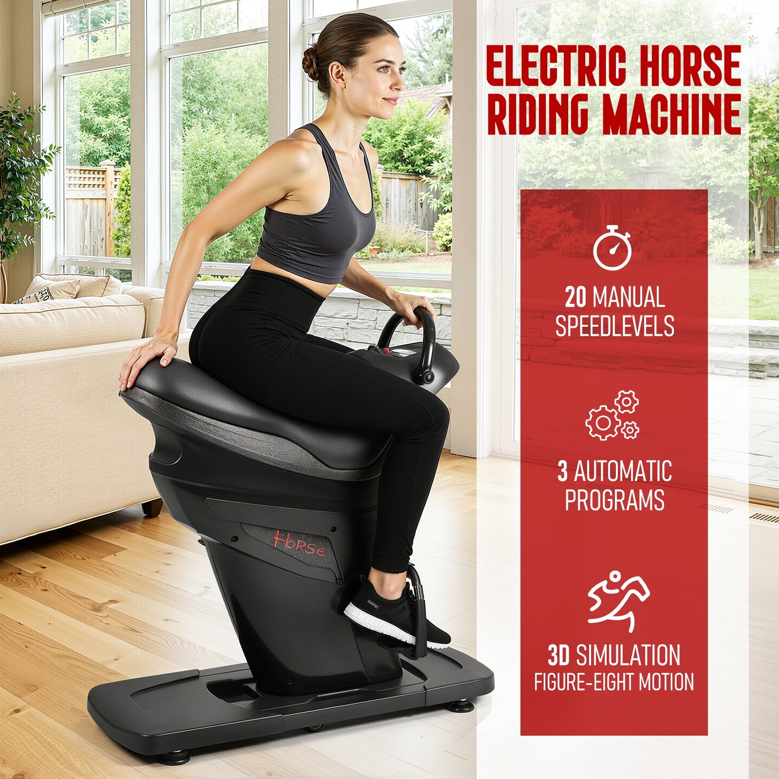 Electric Horse Riding Machine, Stable Indoor Simulator,Abdominal Exercise Machine for Home Gym, 3D 8-Figure Motion Core Strengthening Fitness Equipment, 20 Speed Levels with LCD Display, 771Lbs