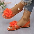thumbnail image 5 of Miluxas Women's Round Toe Flower Decorated Flat Sandals, Soft Slides Open-Toe Summer Slippers Orange 5.5(36), 5 of 9