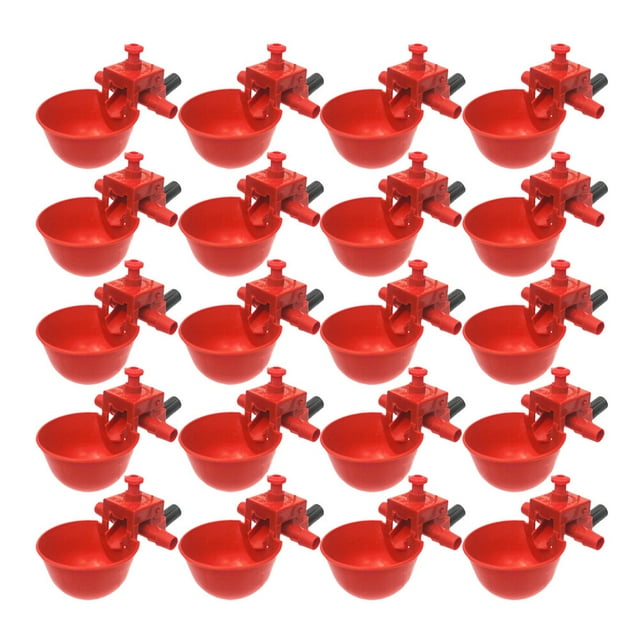 20 bebederos automáticos para palomas, pollos y codornices, con volumen de agua ajustable (rojo)