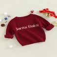 thumbnail image 3 of Bébé bébé Pull de Noël Lettre Impression Manches Longues Cou Lâches Tricots Automne Hiver Tops, 3 of 9