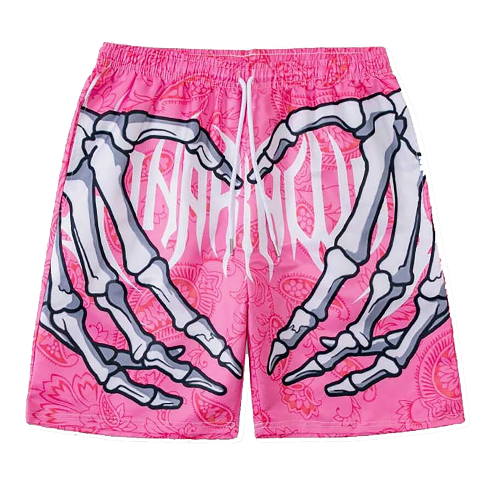 パンツ 00s DKNY BLAST GRAPHIC SHORTS YUEVE Men's Y2K Graphic Shorts Skull-Hand Paisley Print Basketball