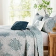 thumbnail image 6 of Home Soft Things 6 Piece Chelsea Printed Quilt bedspread Set - Teal/Green - Queen (90"x90"), 6 of 13