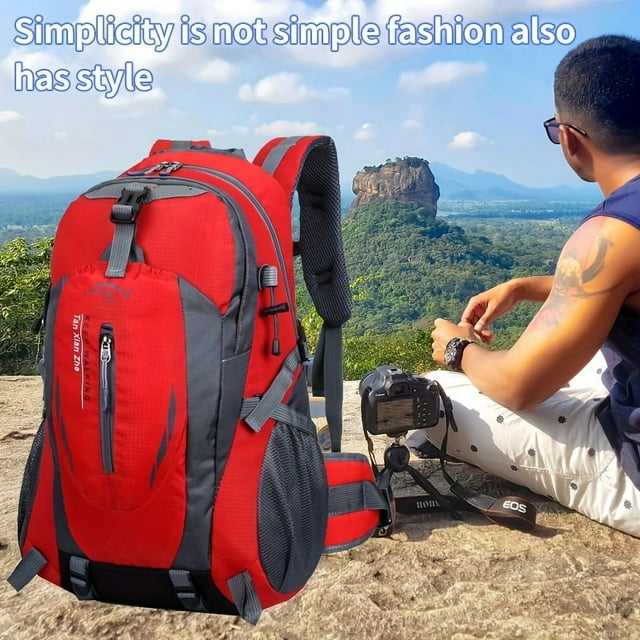 1PC Large Capacity Outdoor Backpack For Mountaineering Hiking Camping Adventuring, Casual Sports Rucksack, Waterproof Nylon Multi-functional Large Capacity Backpack