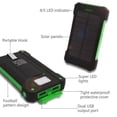 thumbnail image 2 of 20000mAh Dual-USB Waterproof Solar Power Bank Portable LED LCD Battery Charger, Inputs Huge Capacity Phone Charger for Smartphones, 2 of 10