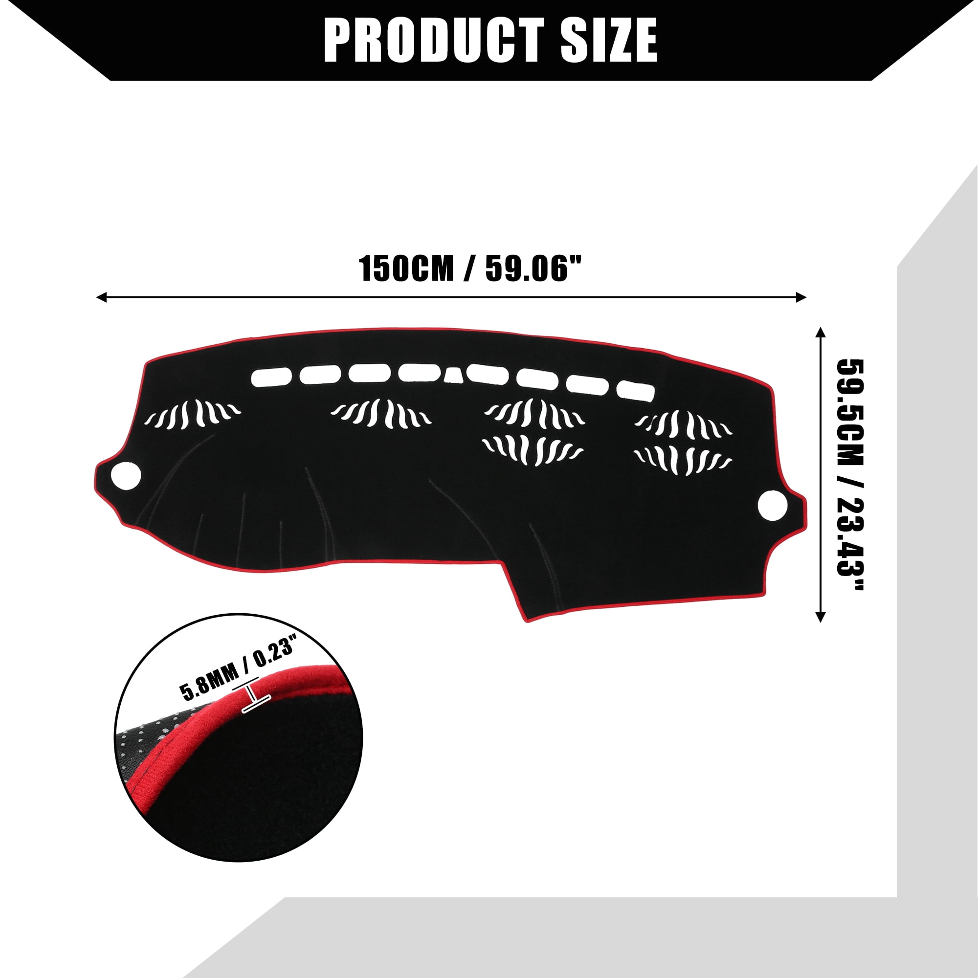 Unique Bargains Dash Cover for Audi Q7 2007-2015 Center Console Dashboard Cover Mat Non-Slip Polyester Black Red 1 Pcs