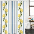thumbnail image 3 of Lemon Striped Waterproof Fabric Shower Curtain,Yellow Fruit Blue White Geometric Waterproof Fabric Shower Curtain for Bathroom Curtains Bathtubs Hotel Shower Curtains with 12 Hooks Extra Long 72x84, 3 of 8