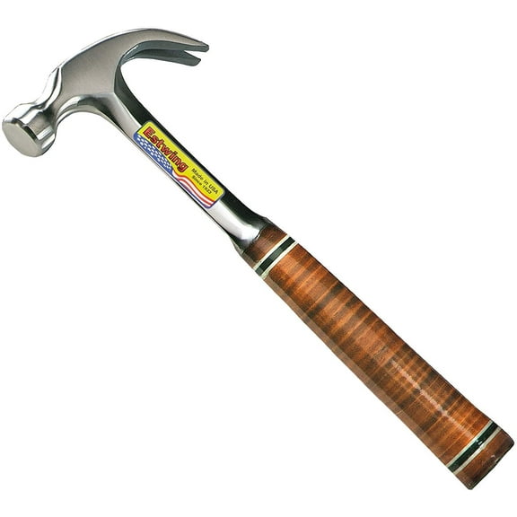 Estwing Hammer - 16 oz Curved Claw with Smooth Face & Genuine Leather Grip - E16C