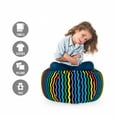 thumbnail image 2 of Purple and Yellow Storage Toy Bag Chair, Rainbow Like Colorful Optical Illusory Vertical Repetitive Wavy Stripes, Stuffed Animal Organizer Washable Bag, Small Size, Multicolor, by Ambesonne, 2 of 3