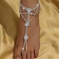 thumbnail image 2 of Rhinestone Foot Chain Barefoot Sandals Anklets for Women Shiny Cubic Zirconia Anklet with Toe Ring Beach Summer Ankle Bracelets Foot Chain Jewelry, 2 of 11