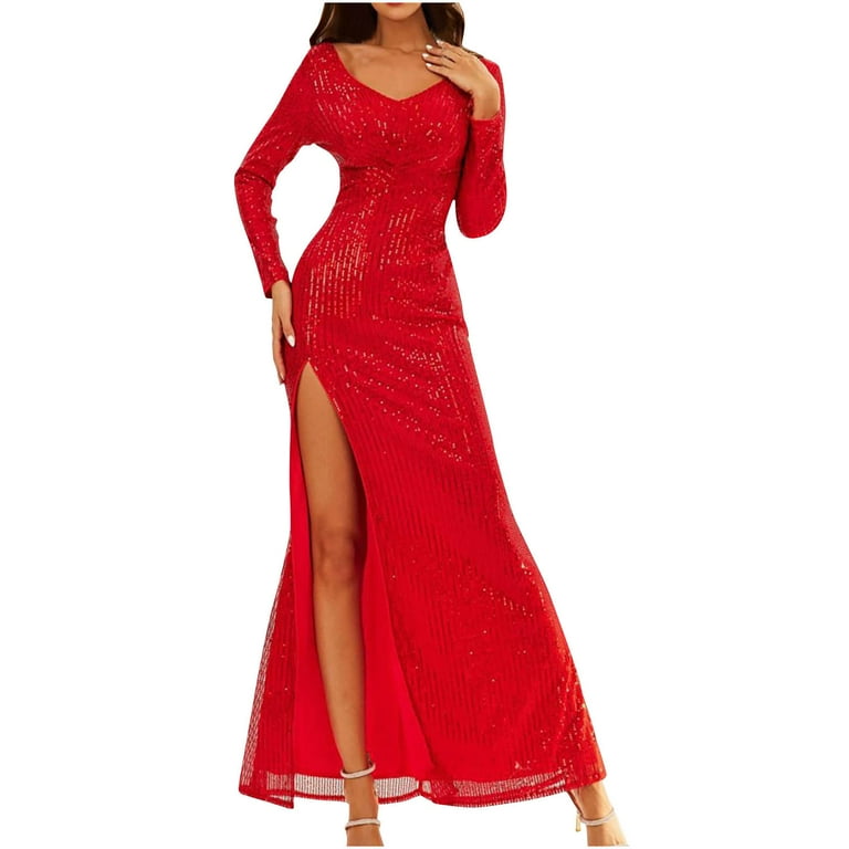 green emerald velvet dress Red Split Prom Dresses V Neck Chiffon Evening Dresses Sexy Party Gowns US2 / As Picture