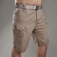 thumbnail image 4 of Men's Cargo Shorts Multi-Pocket Elastic Waistband Short Drawstring Ripstop Straight Leg Cargo Short Casual Loose Fit Hiking Running Outdoor Bermuda Shorts,Brown M, 4 of 6