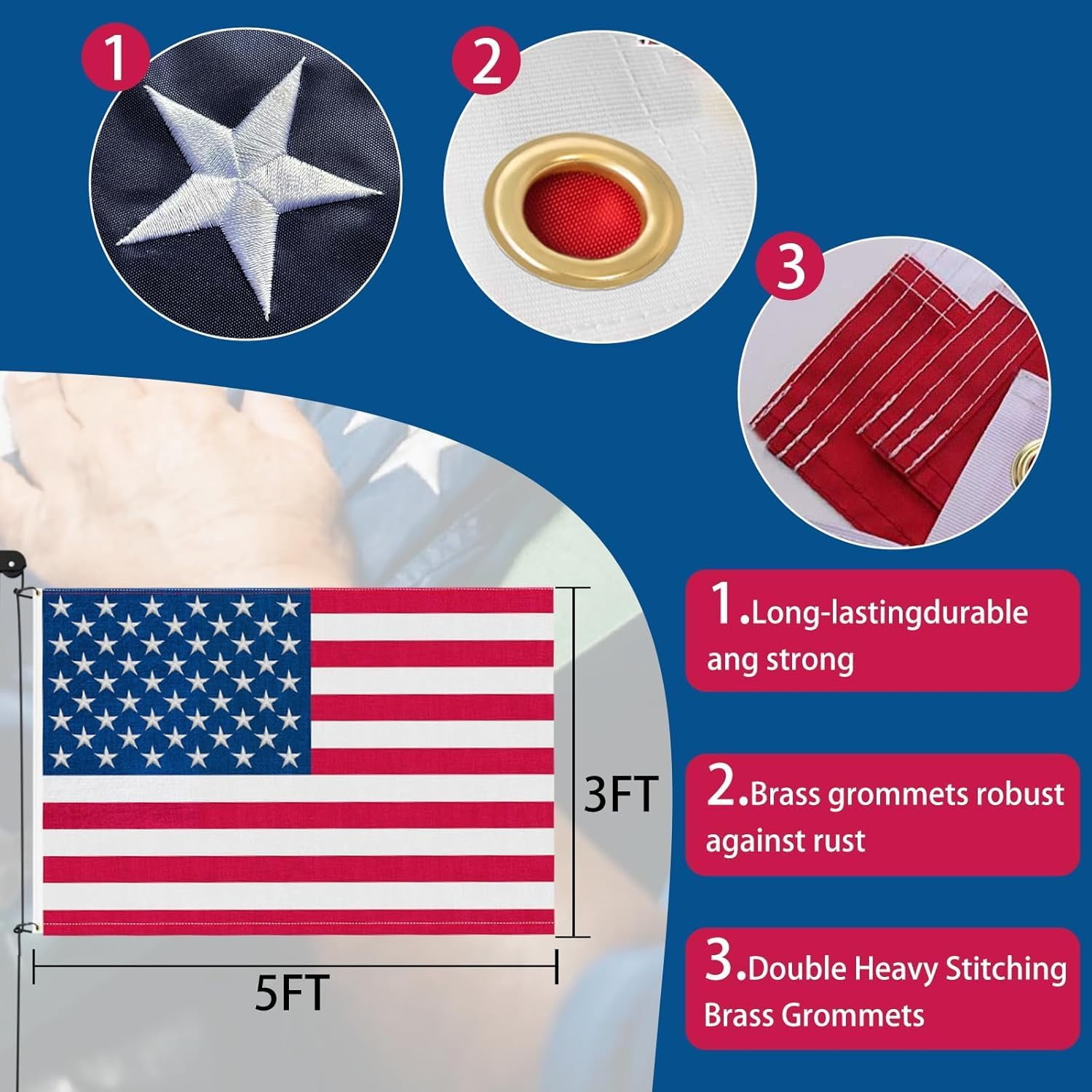 Heavy Duty Flag Pole - 20 FT 12 Gauge Extra Thick Aluminum Flagpole Kit for Outside House In Ground - 100MPH Wind Tested