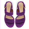 thumbnail image 3 of YDN Women Classic Double Adjustable Buckle Strap Sandals Platform Round Open Toe Block Mid Heels Outfit Casual Shoes Size 7 Purple, 3 of 5