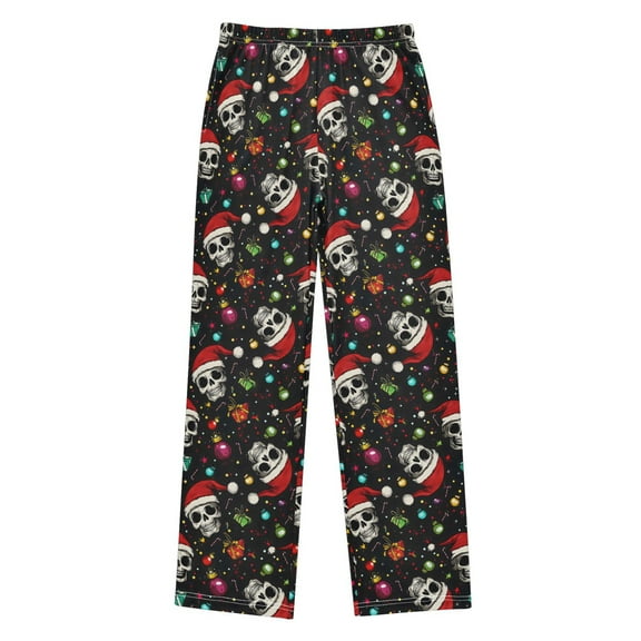 joogoo Skull with Santa Hats Pajama Pants Pj Bottoms Sleepwear Lounge L
