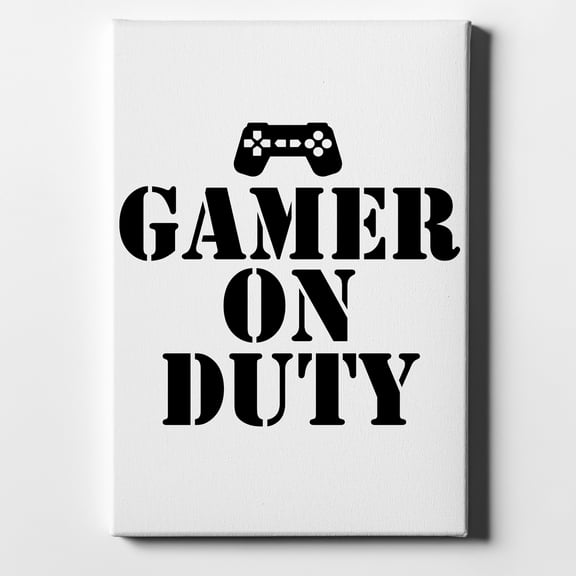 Gamer on Duty Video Games - 8" x 10" - Decorative Canvas Wall Art - White Edge - 5/8" Gallery Wrapped