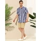 thumbnail image 4 of INSPIRE CHIC Camisa a rayas para hombre, manga corta, color block, con botones, playera de playa Azul marino XL, 4 of 6