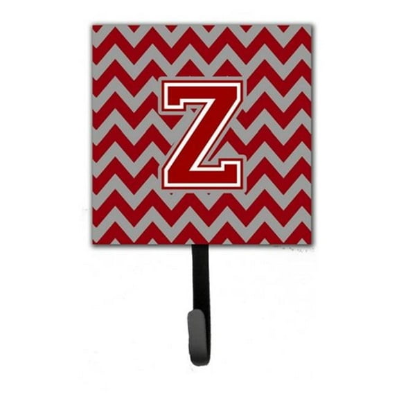 Letter Z Chevron Maroon & White Leash or Key Holder, 6 x 1.25 x 4.25 in.