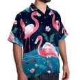 thumbnail image 2 of Flamingo Tropical Rainforest Men's Hawaiian Short Sleeve Printed Button Down Poplin Casual Summer Beach Shirt, Unisex, 2 of 6