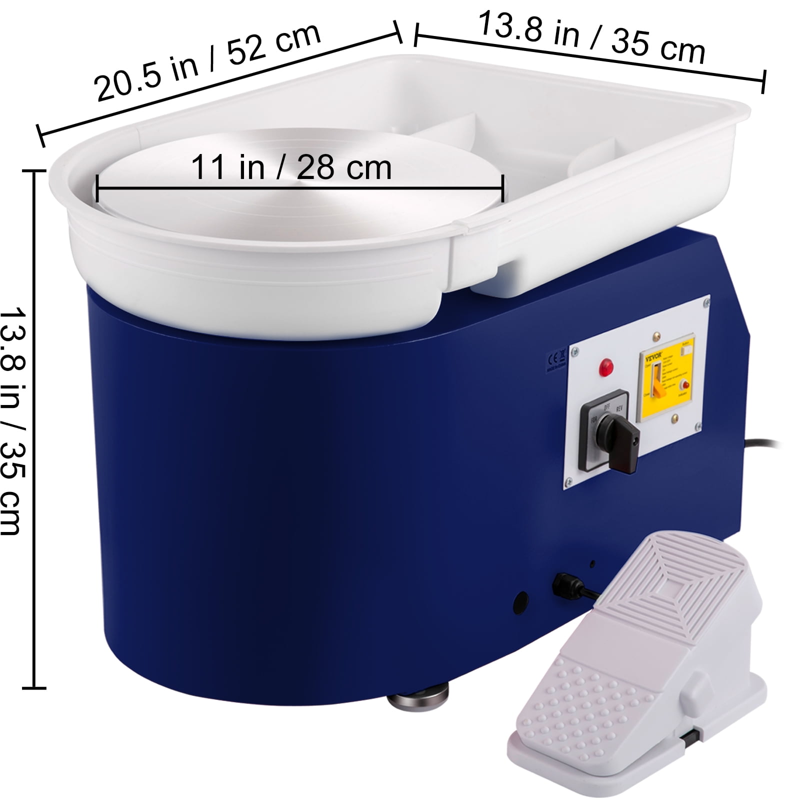 VEVOR Adjustable Speed Pottery Wheel Machine with Sculpting Tools and Apron, Ceramic Craft, Aluminum Alloy, 28cm Wheel Size, 16‑Piece Tools