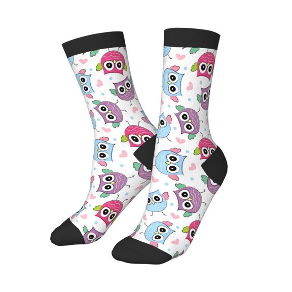 Kids Girls Boys Socks - Blue Purple Pink Owl Comfort Breathable Crew Socks for Boys Girls Kids, Soft Athletic Running Socks for Boys Socks 6-10 Years Old
