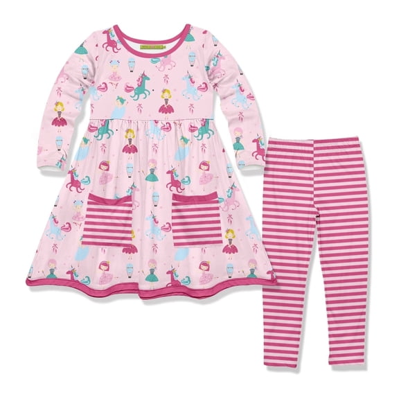 Millie Loves Lily Girls Pink Ballerina and Unicorns 2 Pocket Dress & Legging Set size (4-10)