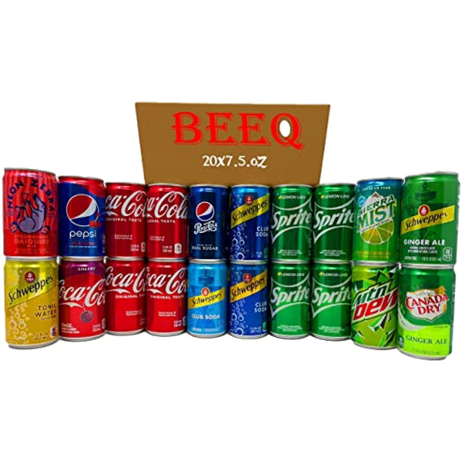 BeeqBox Variety Original Soda, 7 Different Brands, 13 Popluar Flavors