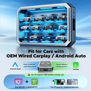 LAMTTO 3-in-1 Wireless Apple CarPlay Adapter & Android Auto, Black AI Box with Video App, Dual WiFi Plug & Play for OEM Wired CarPlay Vehicles (2016+)