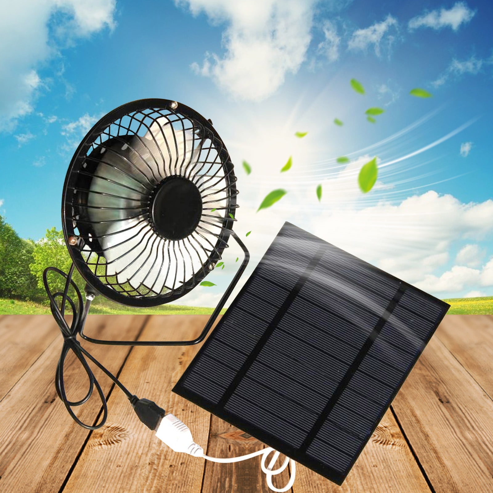 TOPUUTP Outdoor Portable 2.5W 5V Solar Panel Fan USB Solar Charging with Power Supply Compatible for Charging Phones Tablets Cameras Ideal for Camping Greenhouses Patios