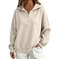 thumbnail image 3 of Quarter Zip Hoodie for Women Long Sleeve Casual Pullover Sweatshirt with Half Zipper, 3 of 5