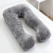 AFGFUF U-Shaped Pregnancy Pillow (49.2 x 28.3) - Full Body Maternity Support Pillow for Total Body Pain Relief, Grey