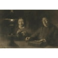 thumbnail image 2 of Albert Lebourg 24x17 Black Ornate Framed Double Matted Museum Art Print Titled: The Mother and Wife of the Artist Sewing by Lamplight (The Mother and Wife of the Artist Sewing in t, 2 of 5