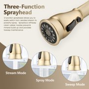 Double Handle Bridge Kitchen Faucet with Pull-Down Spray Head