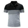 thumbnail image 2 of Felirenzacia Men Casual Button Short Sleeve Plaid Colorblock Turndown Pullover T-Shirt Tops, 2 of 9