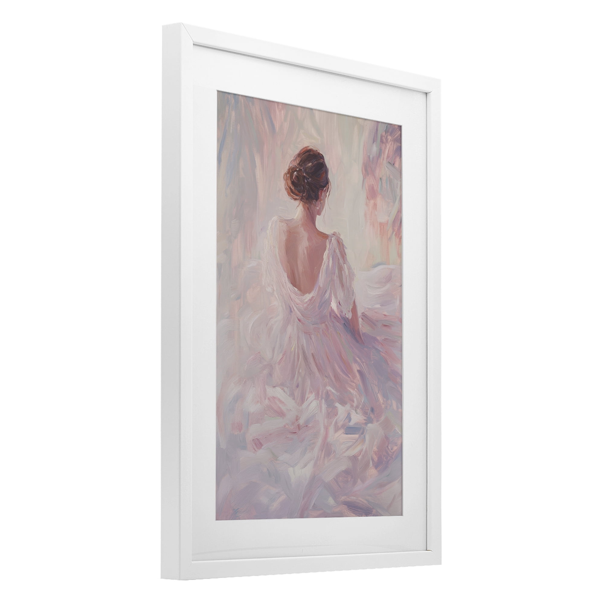 Stupell Industries Graceful Woman in Blush Gown White Framed Print Under Glass, design by Petal Prints Design