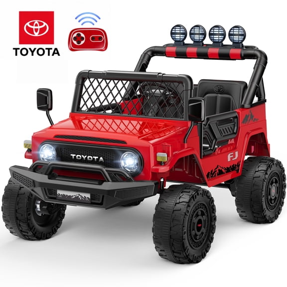 24V 800W Ride on Toys, Licensed Toyota FJ Ride on Cars with Remote Control, 4WD Power Car Wheels for Big Kids Boys Girls, 2 Seater Electric Car, Music, LED Light, Red