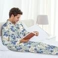thumbnail image 6 of Naloa Daisies Flowers Men’s Pajamas Set - Long Sleeve Button Down Sleep Shirt and Pajama Bottoms Sleepwear Set-X-Large, 6 of 7