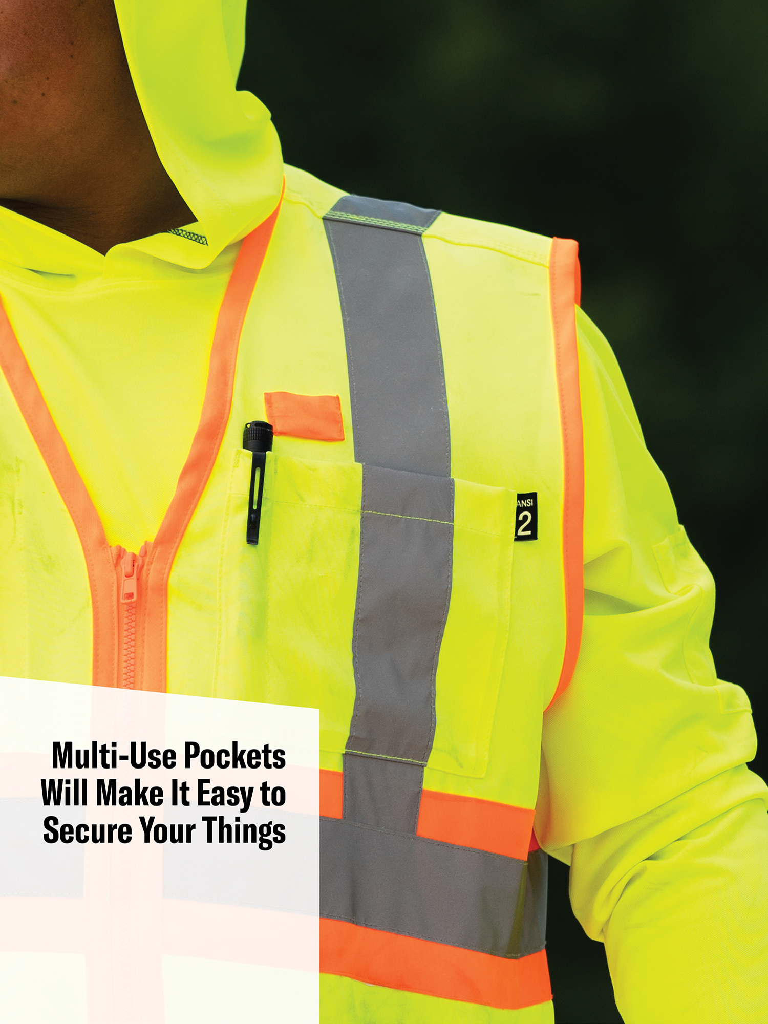 Genuine Dickies Safety Vest, Hi-Vis Synthetic Vest, 3M™ Scotchlite™ Reflective Taping, ANSI Class 2 - image 4 of 6
