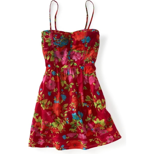 Aeropostale Womens Mid Thigh Floral Sundress, Rojo, Grande Aeropostale vestido de verano