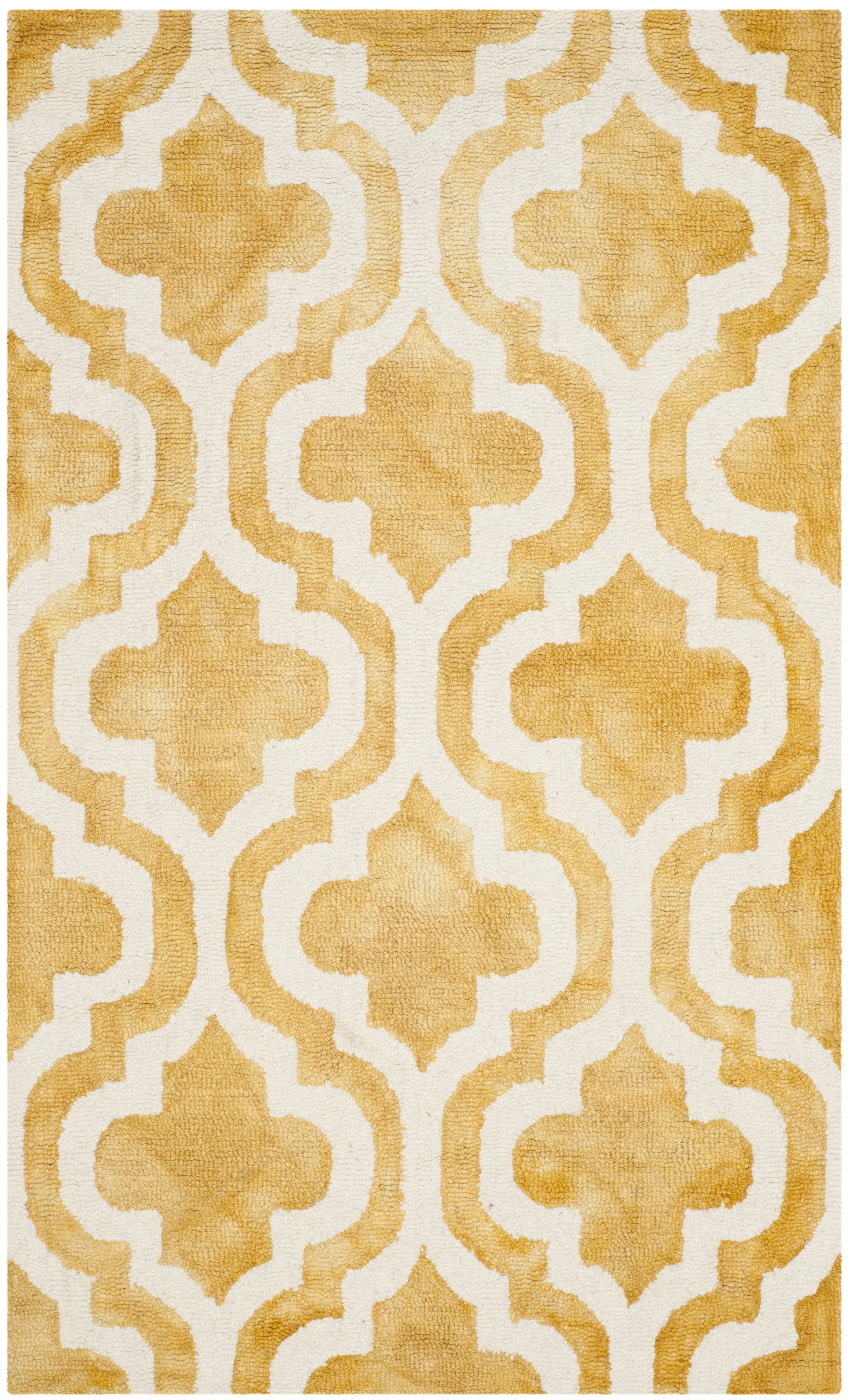 Safavieh Dip Dye Jolyon Geometric Wool Area Rug, Gold/Ivory, 3' x 5'