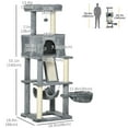 thumbnail image 3 of PawHut Cat Tree Tower for Indoor Cats Condo Scratch Post Grey 55", 3 of 10