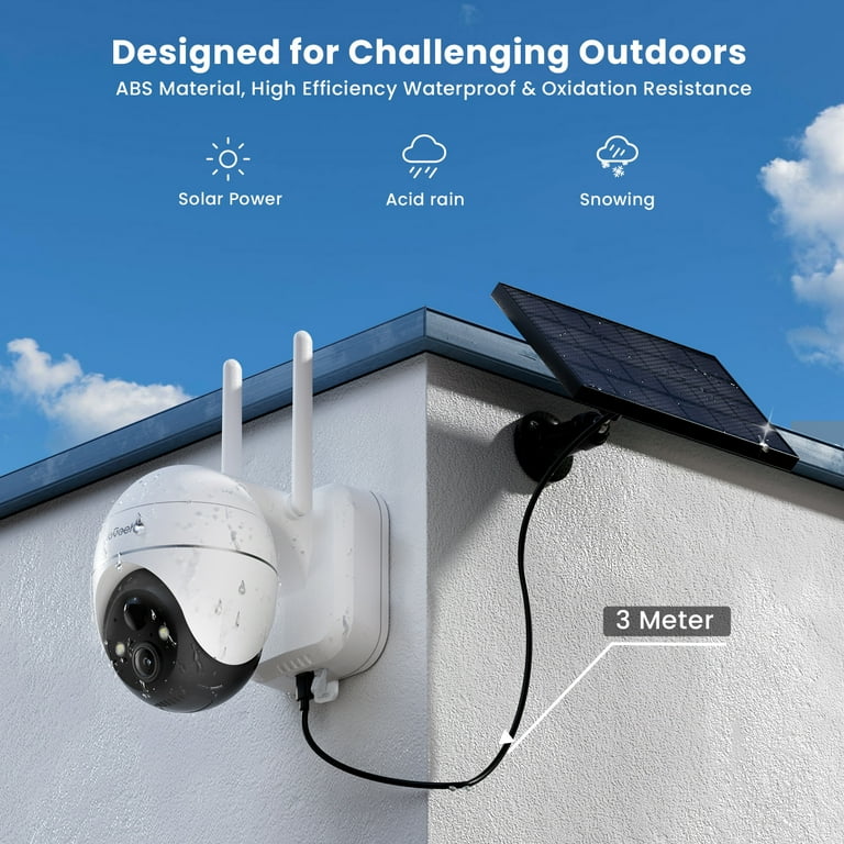 5MP PTZ WiFi Outdoor Security Camera, Solar, 360° View, Night