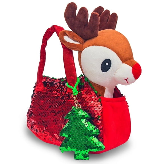Little Jupiter Pet Plush Set with Bag - Reindeer w/ Red Bag