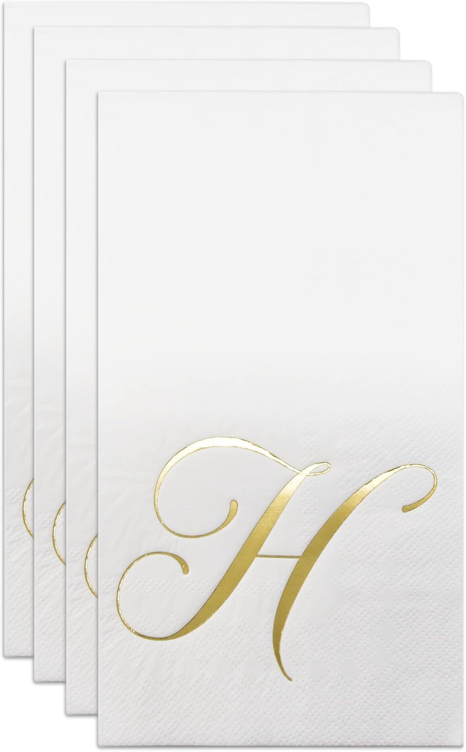Gift Boutique Monogram Guest Napkins Letter H Gold Foil 100 Count 2-Ply Disposable Paper Dinner Napkins 15 x 12.75 Inches White