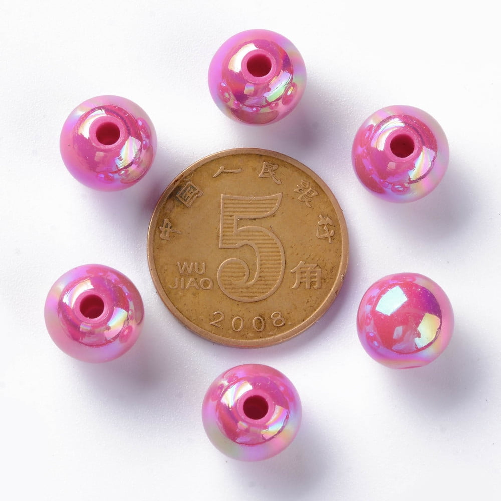 Opaque Acrylic Beads AB color Plated Round Camellia 10x9mm Hole: 2mm 940pcs/500g