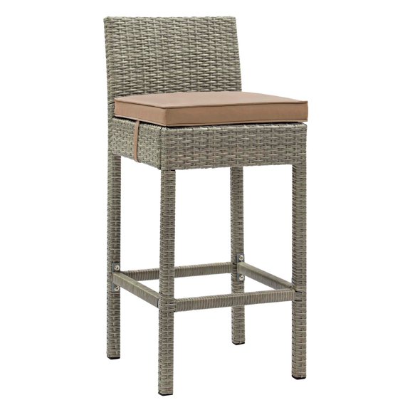 Modway Conduit Outdoor Patio Wicker Rattan Bar Stool in Brown Mocha
