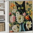 thumbnail image 6 of JEUXUS Roses & Lilies Cat Print Shower Curtain - Multiple Sizes White, 6 of 7