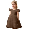thumbnail image 7 of Tulle Dress Sleeveless Coffee Dress V-Back with Big Bow Casual Holiday Dress Cute Clothes for Girls 6-7 Years, 7 of 7